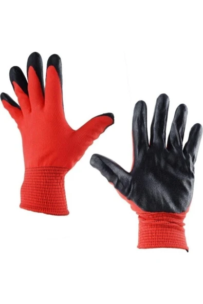 Eli Nitril 007 Iş Eldiveni No:10 Xl 1 Adet Kırmızı-siyah - Resim 3