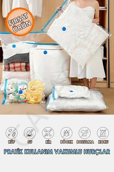Kalın Vakumlu Hurç Xlarge 55x90 Cm 2 Adet Yorgan Hurcu Gardırop Düzenleyici Vakumlu Poşet - Resim 4