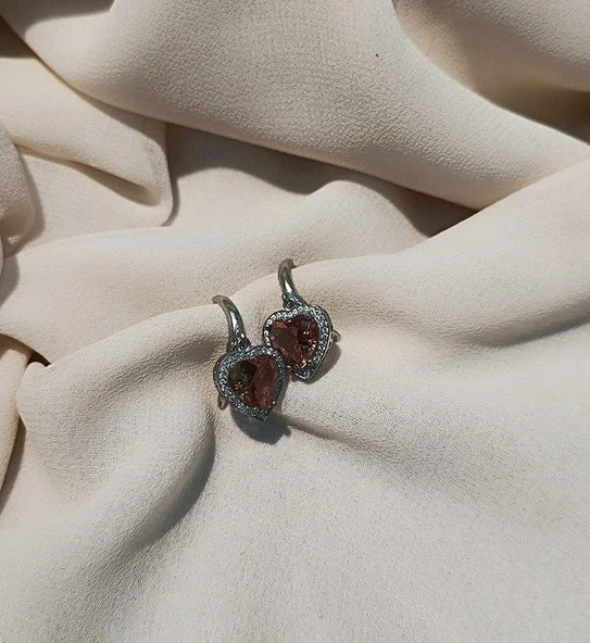 Küpe Zultanit Kalp 925 Ayar Gümüş Renk Değiştiren Sultanit Sallanır Küpe - Resim 3