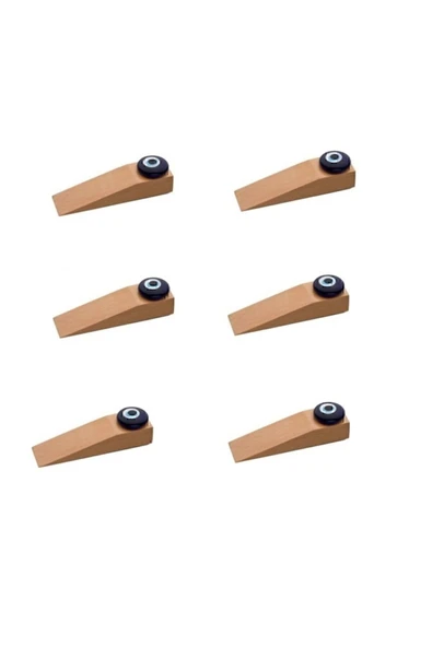 6 Adet Ahşap Kapı Stoperi Kapı Takozu Ahşap Nazar Boncuklu Kapı Stoperi ürün görseli