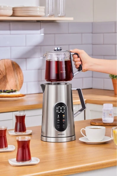 Karaca Cool Touch 1503 Dijital Çift Cidarlı Çay Makinesi Inox - Resim 2