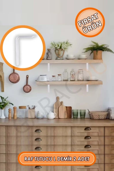 Beyaz Raf Altı Demir Ayak Raf Tutucu L Demir 16x23 cm Duvar Montaj Demir Ayak 2 Adet ürün görseli