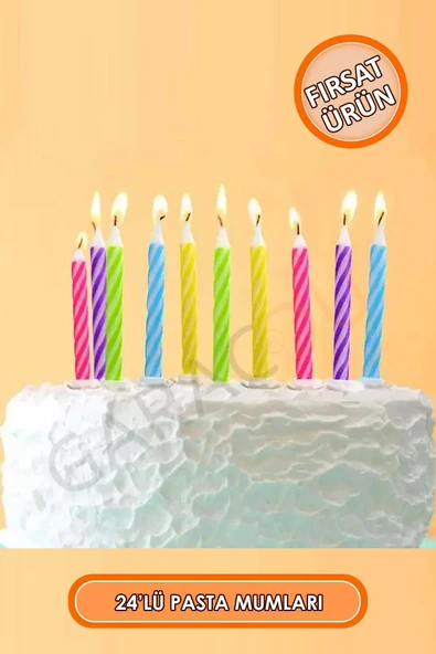 Doğum Günü Pasta, Kına Gecesi ve Gelin Mumları 24'lü Karışık Renk ürün görseli