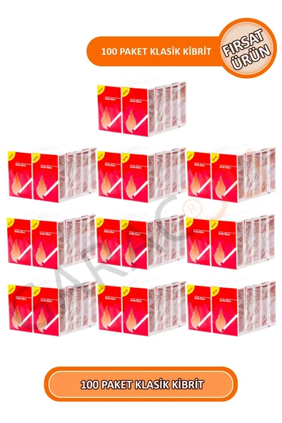 100 Paket Klasik Kibrit - Fırsat Ürün ürün görseli