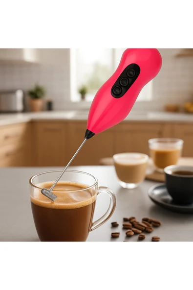 Pratik Pilli Mini Mixer Kahve Süt Köpürtücü Karıştırıcı Cappuccino Mixer ürün görseli