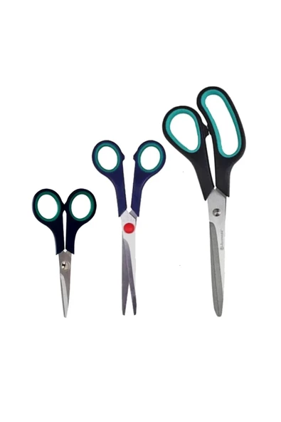 Üçlü Makas Seti Yeşil 8,7,5,5 inç olmak Üzere Keskin Makas Seti ürün görseli