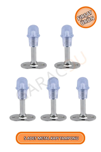 Metal Kapı Stoperi Tamponu Saten 8 cm Uzunluk 5 Adet ürün görseli