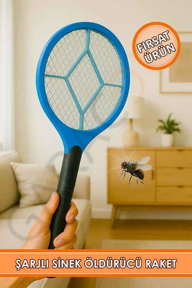 Sineğe Son Elektronik Şarjlı Sinek Öldürücü Raket Elektrikli Sinek Öldürücü ürün görseli