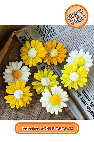 Hediyelik Kokulu Papatya Mumlar 6 Adet - Söz, Nişan, Düğün Veya Organizasyon Için Suda Yüzen Mumlar - Resim 4