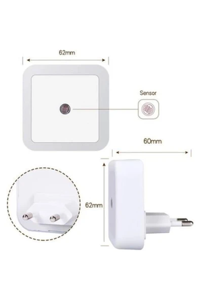 Sensörlü Beyaz Gece Lambası - Resim 2