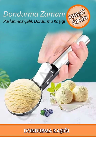 Paslanmaz Çelik Uzun Ömürlü Şık Tasarımlı Kolay Tutulabilen Dondurma kaşığı ürün görseli