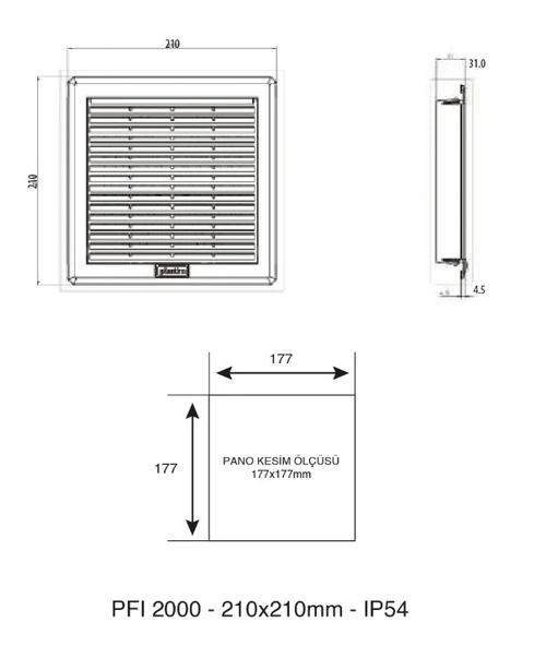 Plastim Filtreli Fan Menfezi 210x210 mm IP54 - Resim 4