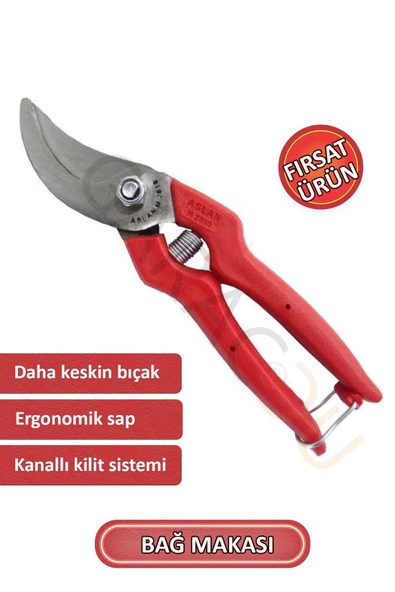 1. Sınıf Çelik Kaliteli Bağ Budama Makası, Bağ Makası - Resim 2