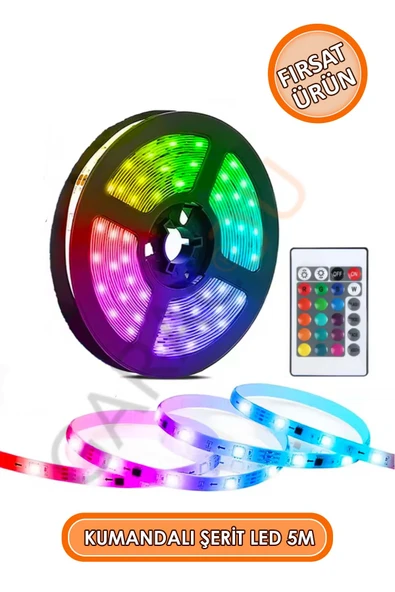 Kumandalı 5 Metre Şerit Led İç ve Dış Mekan İçin Yapışkanlı Aydınlatma Led ürün görseli