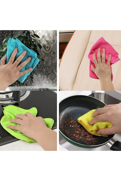 Mikrofiber Temizlik ve Kurulama Bezi 30x30 cm 4 Adet, Mutfak ve Genel Temizlik Bezi - Resim 3
