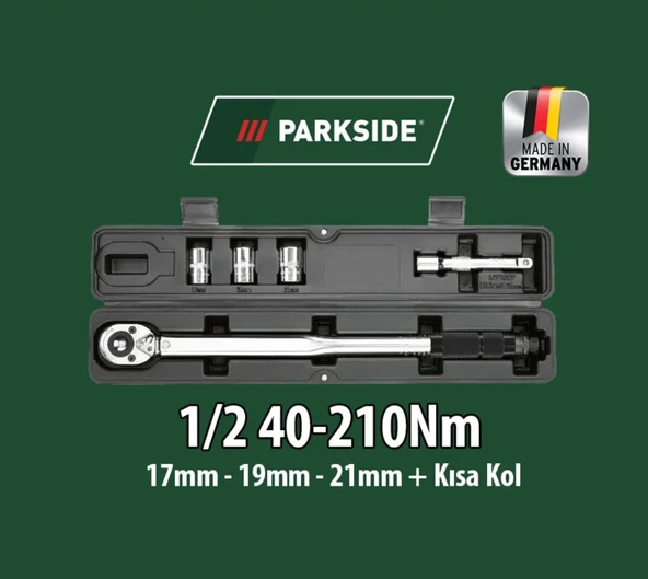 Parkside 40-210Nm 1/2 Tork Anahtarı Seti 5 Parça ürün görseli