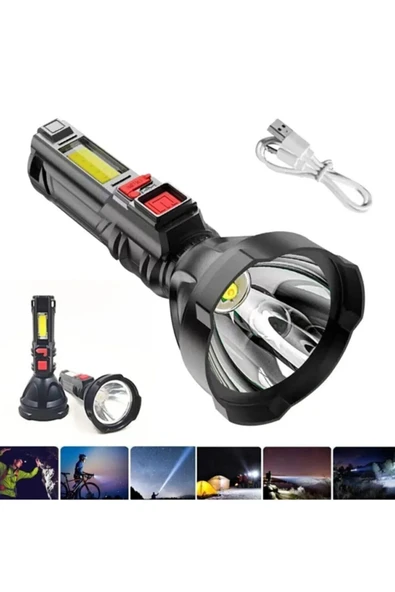 Uzun Ömürlü Enerji Tasarruflu Güçlü Performans El Feneri Kaliteli fener GS-830 Şarjlı El Feneri ürün görseli