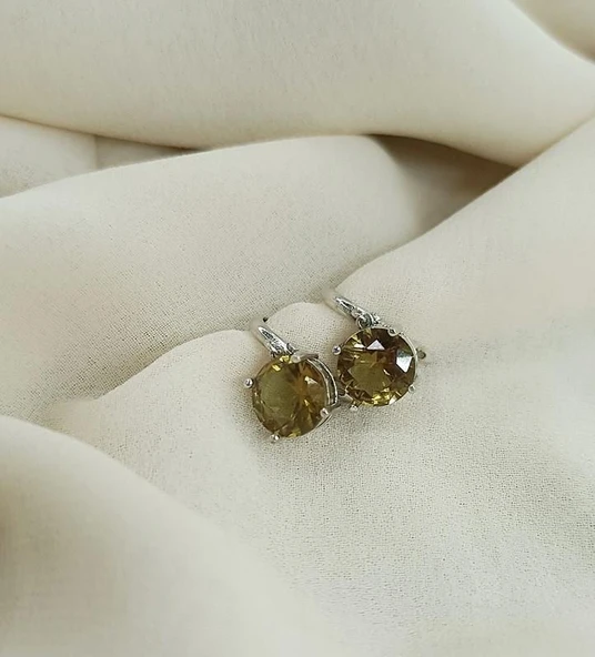 Küpe Zultanit Yuvarlak 925 Ayar Gümüş Renk Değiştiren Sultanit Sallanır Küpe ürün görseli