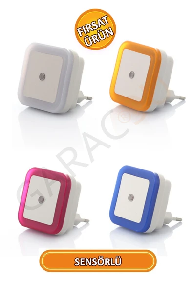 Karanlık Sensörlü Gece Lambası Tak Çalıştır Kare Pembe Işık PT-893 ürün görseli