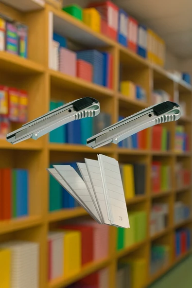 2 Adet Paslanmaz Metal Maket Bıçağı Ve 10 Adet Yedek Uç Ile Birlikte ürün görseli