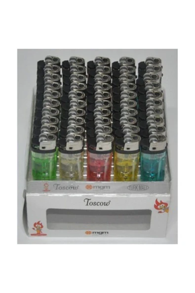 Toskow Taşlı Renkli Şeffaf Çakmak 50'li - Resim 2