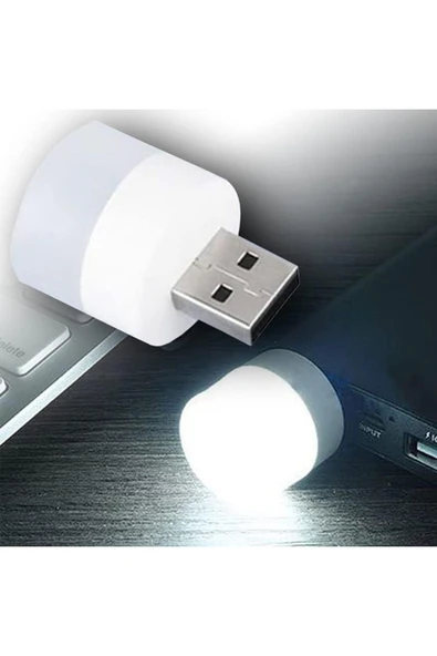 Usb İle Çalışan Taşınabilir Mini Led Işık, Usb Uyumlu Küçük Led Gece Lambası Beyaz 1 Adet - Resim 2