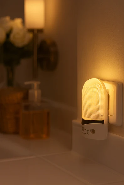 Ledli Fotoselli Işık Sensörlü Gece Lambası (BEYAZ) ürün görseli