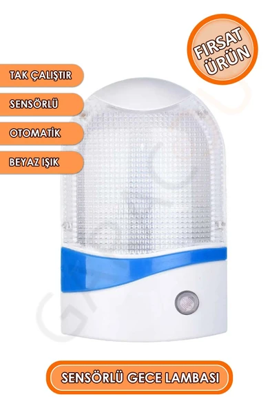 Işığa Duyarlı Otomatik Sensörlü Gece Lambası Ldr Karanlık Sensörlü Prize Tak Çalıştır Beyaz Işık - Resim 2
