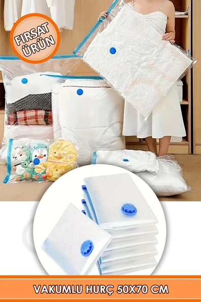 Kalın Vakumlu Hurç Large 50x70 Cm 2 Adet Yorgan Hurcu Gardırop Düzenleyici Vakumlu Poşet - Resim 2