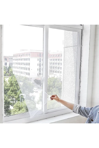 150x130 Cm Dayanıklı Cırt Bantlı Pencere Sinek Önleyici Kovucu Sineklik Perdesi - Resim 4