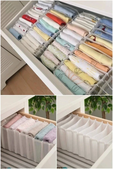 11 Bölmeli Çekmece İçi Katlanır Çamaşır Düzenleyici Organizer 13 x 13 x 38 cm ürün görseli