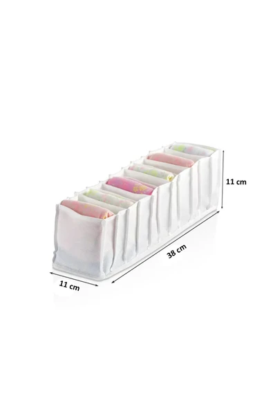 11 Bölmeli Çekmece İçi Katlanır Çamaşır Düzenleyici Organizer 11 x 11 x 38 cm - Resim 3