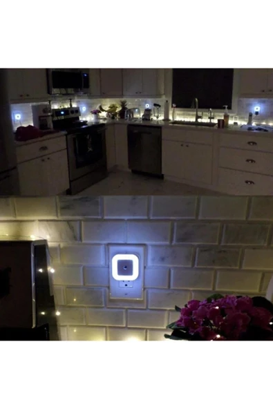 Karanlık Sensörlü Gece Lambası Tak Çalıştır Kare Pembe Işık PT-893 - Resim 4