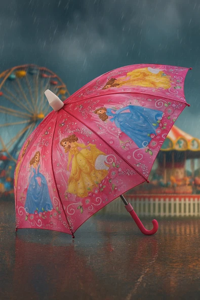 Yüksek Kalite Bardaklı Kız Çocuk Şemsiyesi, Otomatik Mekanizma(KARIŞIK DESEN) ürün görseli