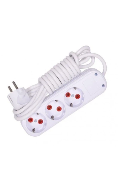 3 Lü 3 Metrelik Topraklı Kablolu Uzatmalı Seyyar 3lü Grup Priz (1 SINIF ÜRÜN) ürün görseli
