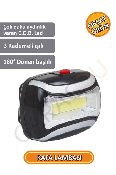Kaliteli 200 Lümen Led Kafa Lambası, Cob Teknolojili Led, Flaşörlü Kafa Lambası 3 Adet Pil Hediyeli - Resim 5
