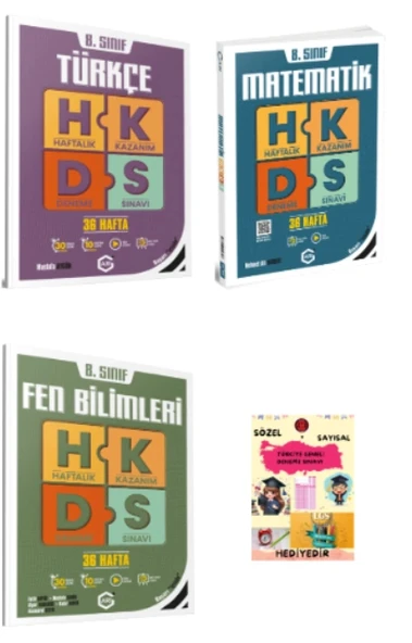 ARI YAYINCILIK 8. Sınıf Türkçe -  Matematik - Fen Bilimleri Haftalık Kazanım Deneme ve Hediye ürün görseli