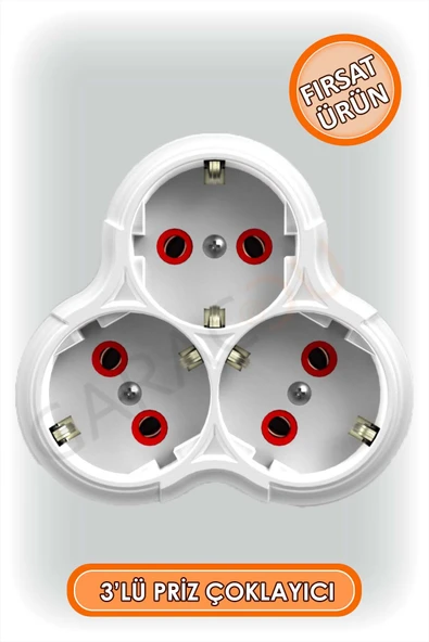 3 lü Topraklı Kablosuz Golyat Priz Çoğaltıcı 1 Adet, Golyat Piriz, Üçlü Priz ürün görseli