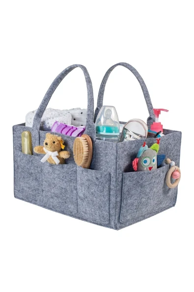 Keçe Anne Bebek Bakım Çantası Düzenleyici Organizer Gri ürün görseli