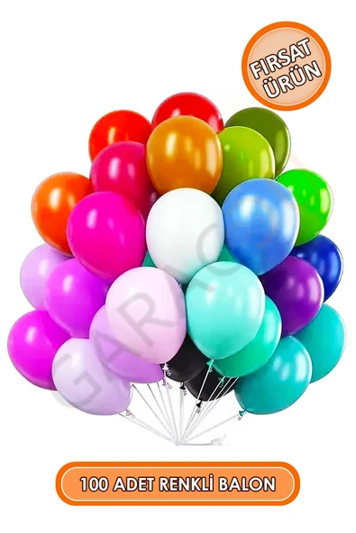 Rengarenk Balonlar 100 Adet Karışık Renkli Balon 9-A ürün görseli