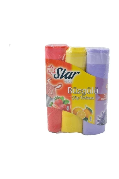 Büzgülü Çöp Torbası 55x60 Cm 3' Lü Eko Paket Lavanta-çilek-limon Kokulu Çöp Poşeti - Resim 2