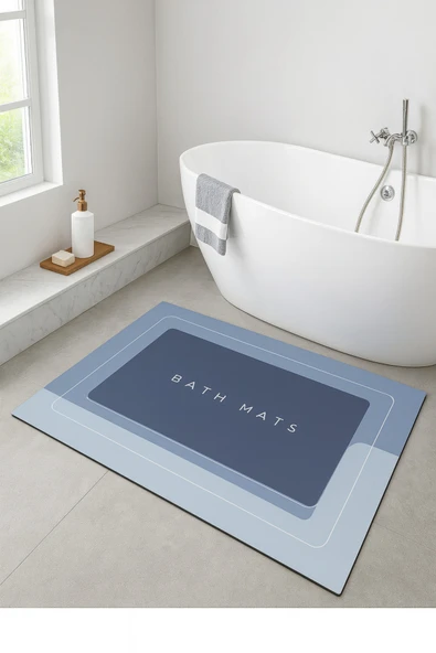 Yeni Nesil Sihirli Su Emici Banyo Paspası Kaymaz Tabanlı Abdest Paspası Kare 3,5 Mm 40x60 - Resim 3