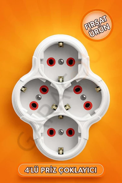 4'lü Topraklı Papatya Golyat Priz Çoğaltıcı Dörtlü Priz 1 Adet ürün görseli