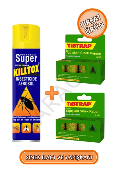 Sinekler İçin Komple Çözüm Kiltox Sinek İlacı ve 2 Paket Sinek Bandı Yapışkanı Bir Arada ürün görseli