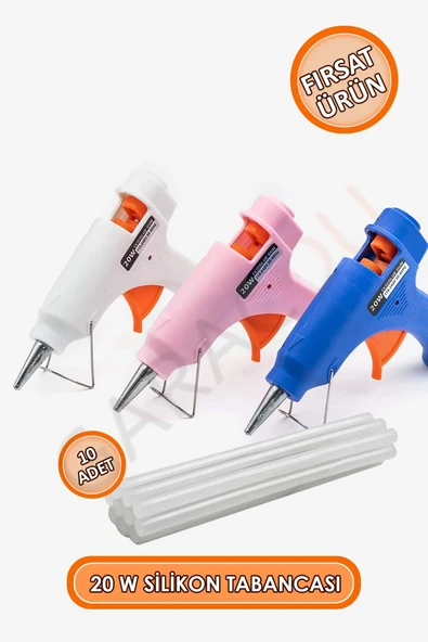 Kaliteli Anahtar Korumalı 20W İnce Sıcak Silikon Tabancası + 10 Adet İnce Mum Silikon Çubuk ürün görseli