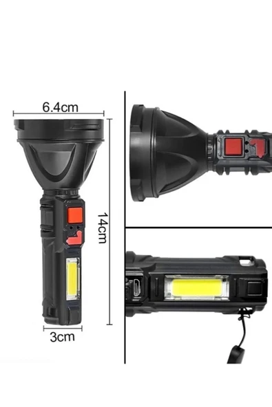 Uzun Ömürlü Enerji Tasarruflu Güçlü Performans El Feneri Kaliteli fener GS-830 Şarjlı El Feneri - Resim 2