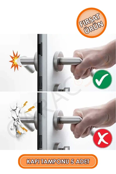 Şeffaf Plastik Kapı Kolu Tutucu Tutacağı Durdurucu Pencere Tamponu Stoperi 5 Adet - Resim 3