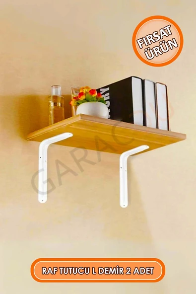 Beyaz Raf Altı Demir Ayak Raf Tutucu L Demir 16x23 cm Duvar Montaj Demir Ayak 2 Adet - Resim 2