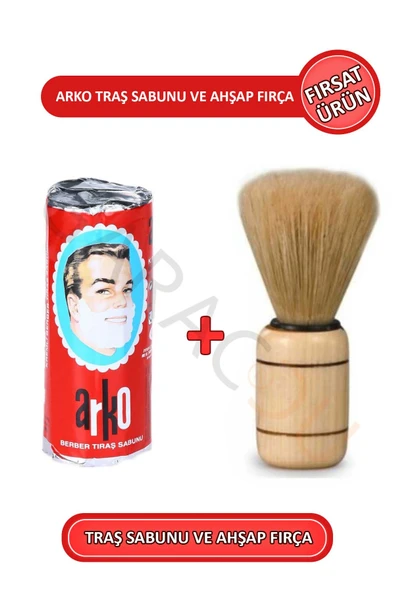 Ahşap Sakal Bıyık Tıraş Fırçası ve Tıraş Sabunu 2'li Set Fırsat Ürün ürün görseli