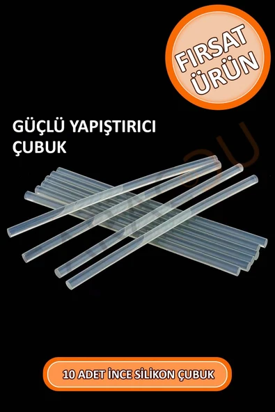 İnce Silikon Çubuk 7,40 Mm Kalınlık 30 Cm Uzunluk 10 Adet, Ince Çubuk Silikon, Güçlü Yapıştırıcı ürün görseli